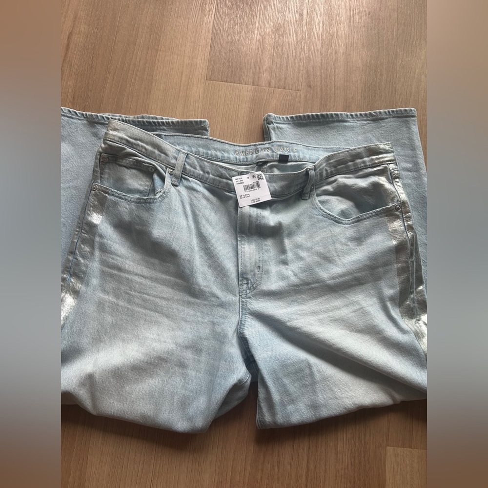 American Eagle Outfitters  Light Blue Relaxed Jeans with silver trim